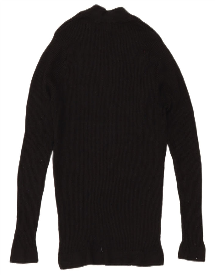 Suéter feminino ZARA com gola tartaruga Reino Unido 8 pequeno preto viscose