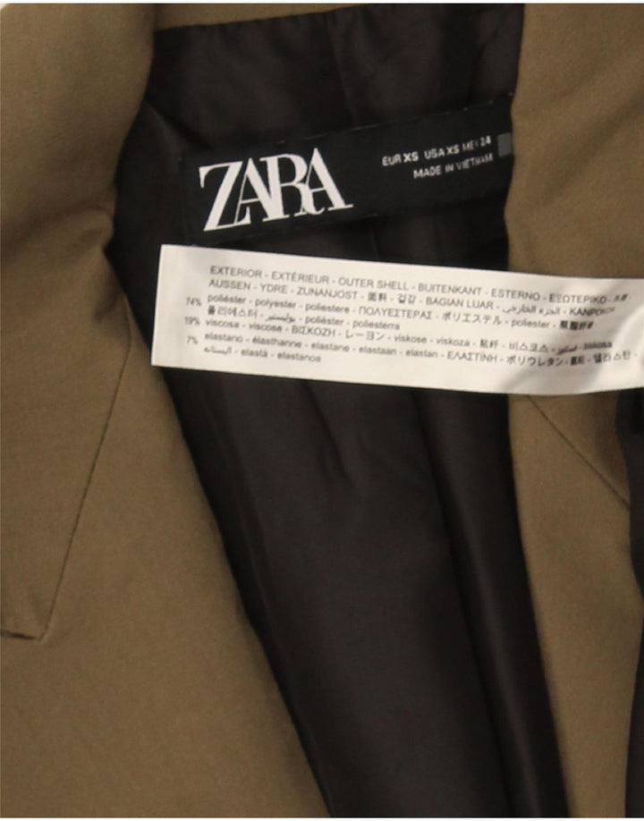 Jaqueta blazer masculina Zara com peito duplo Reino Unido 34 XS cáqui poliéster