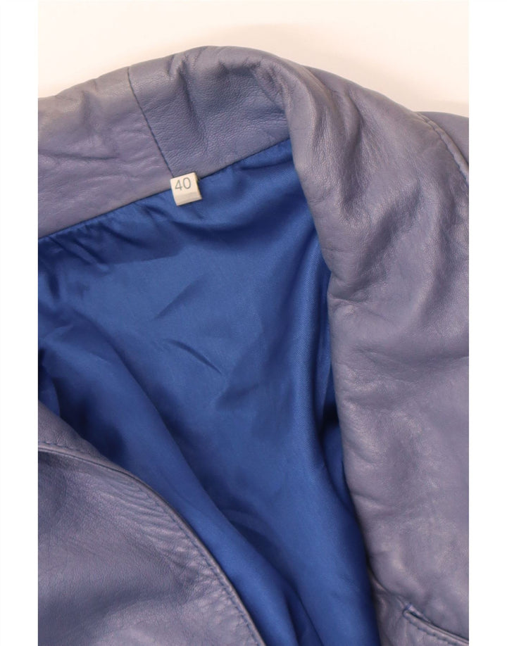 Jaqueta de couro oversized feminina vintage EU 40 azul médio