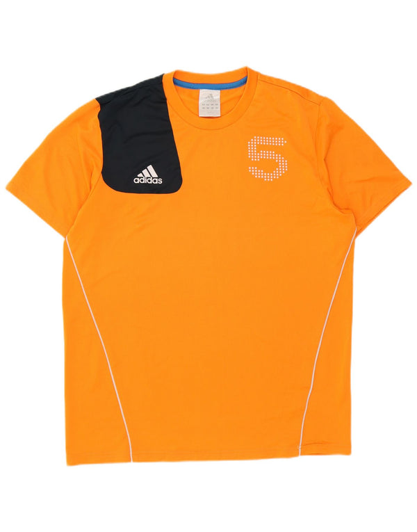 Adidas Mens Graphic T-Shirt Top Grande Laranja Colorblock Poliéster