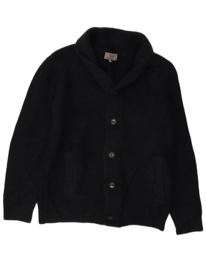 Suéter cardigã masculino Marks & Spencer pequeno azul marinho acrílico