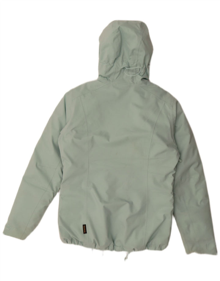 Jaqueta feminina acolchoada com capuz grande Jack Wolfskin Reino Unido 8/10 pequena verde