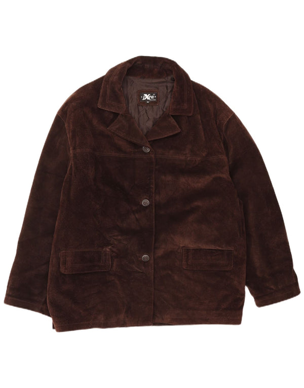 Jaqueta feminina VINTAGE de camurça superdimensionada Reino Unido 14 marrom médio