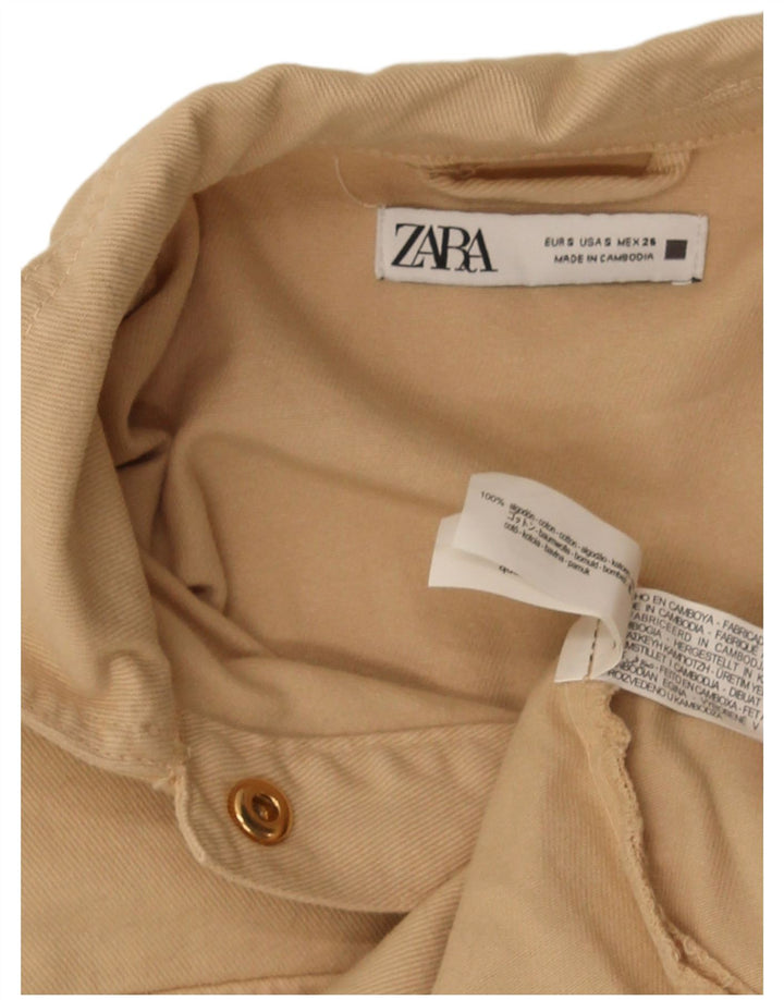 Zara Womens Crop Oversized Bomber Jacket Reino Unido 10 Pequeno Algodão Bege