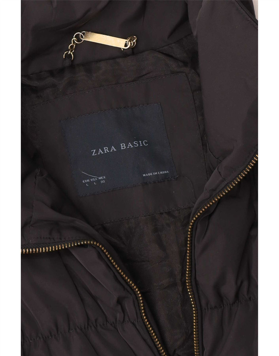 Jaqueta acolchoada feminina Zara Reino Unido 14 grande azul marinho