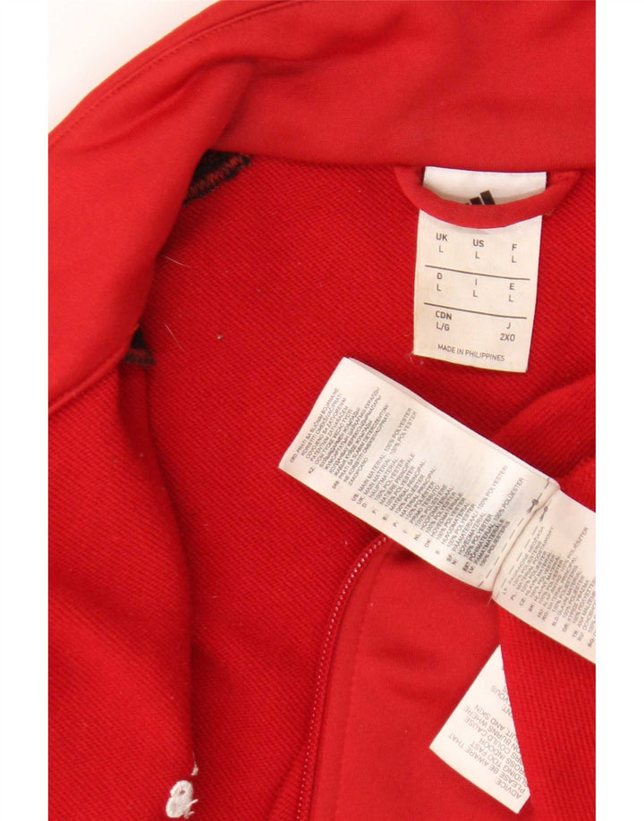 Adidas Mens Treino Top Jaqueta Grande Poliéster Colorblock Vermelho