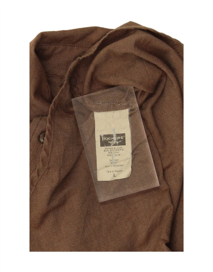 DOCKERS Mens Shirt Large Brown Cotton Vintage Dockers and Second-Hand Dockers from Messina Hembry 