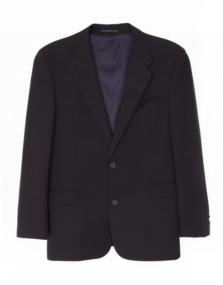 Jaqueta blazer masculina Hugo Boss com 2 botões UE 46 pequena lã azul marinho