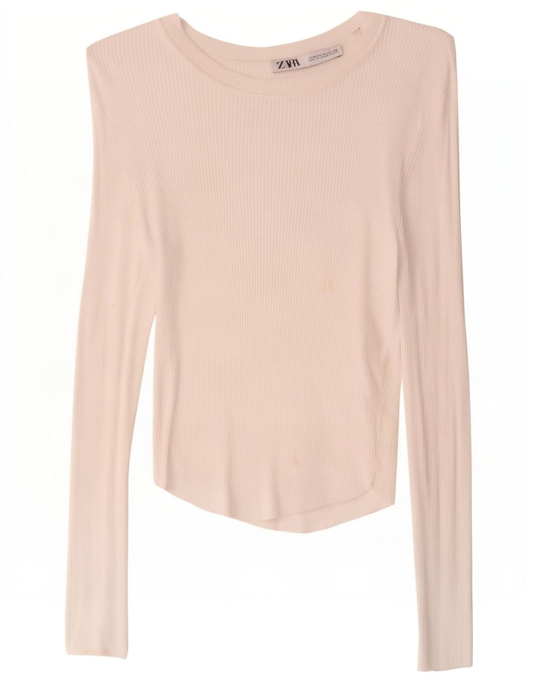 Top feminino Zara manga comprida UK 12 médio branco