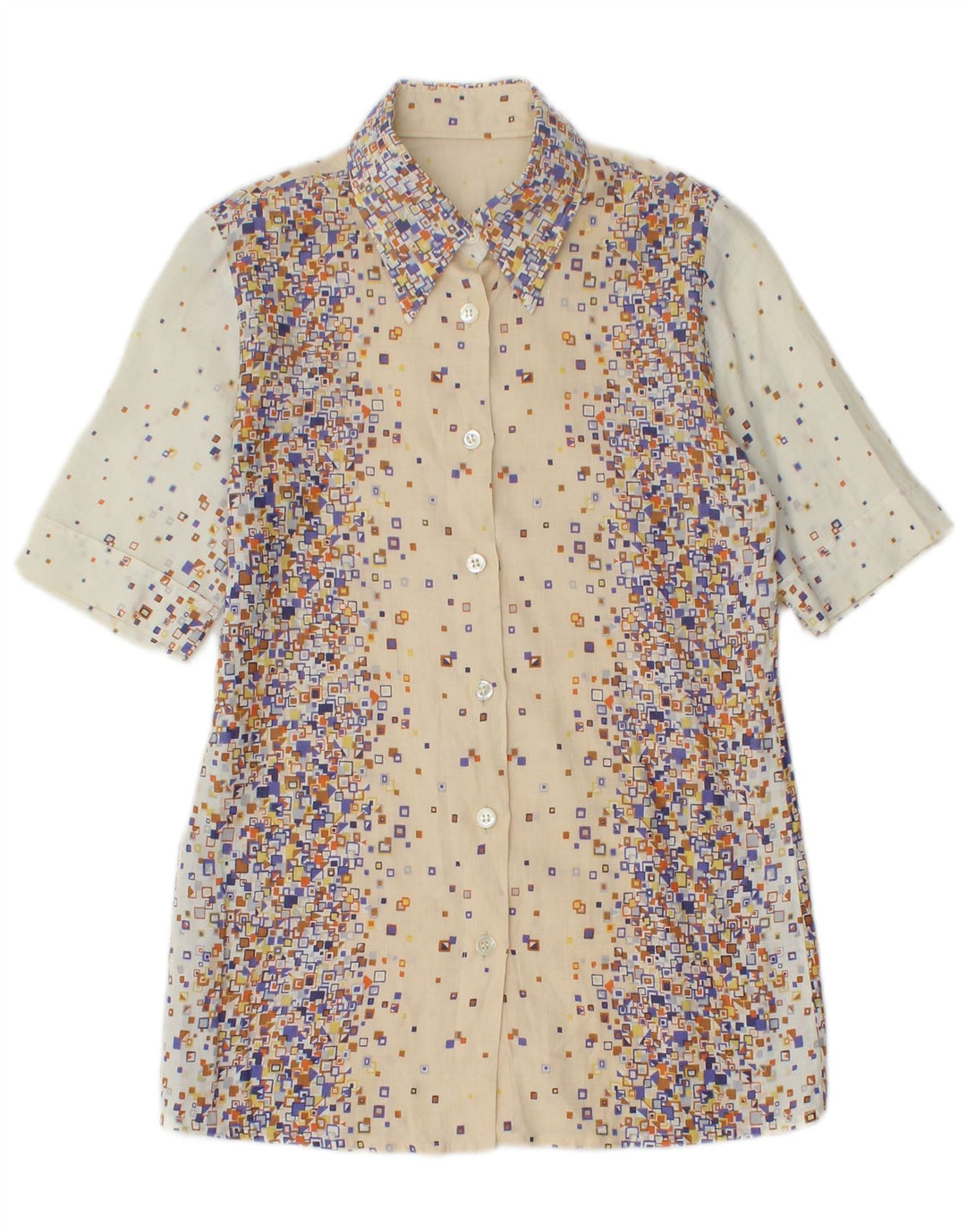 Conjunto de saia feminina PANCALDI & B de 2 peças UK 4 XS W24 algodão geométrico bege