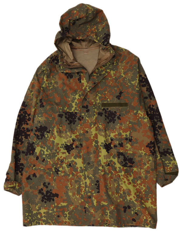 Jaqueta Parka masculina vintage com capuz UK 44 2XL camuflagem cáqui