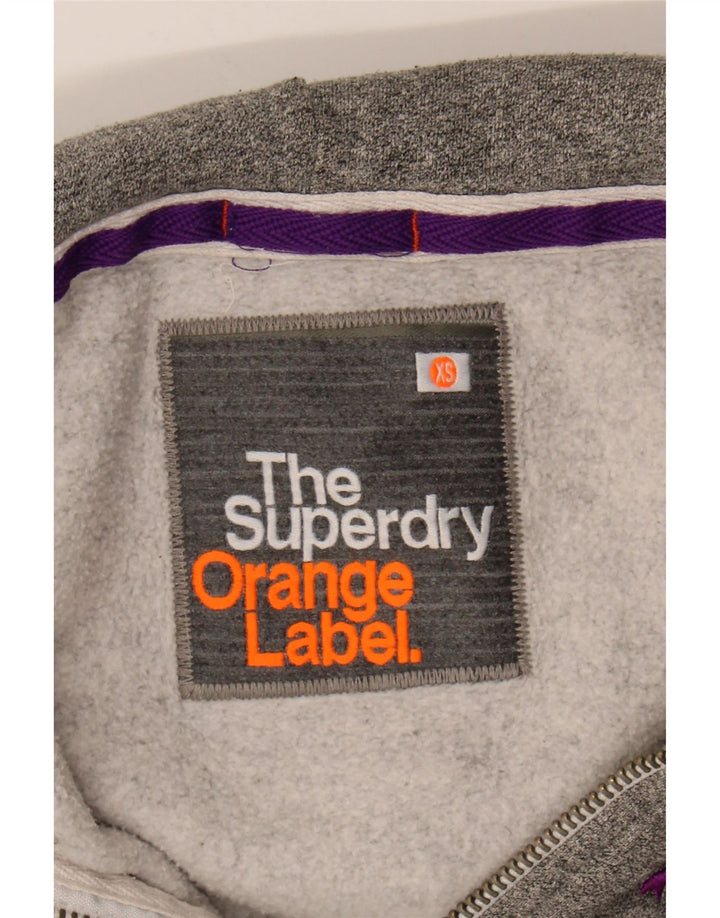SUPERDRY Womens Zip Hoodie Sweater UK 6 XS Grey Cotton Vintage Superdry and Second-Hand Superdry from Messina Hembry 