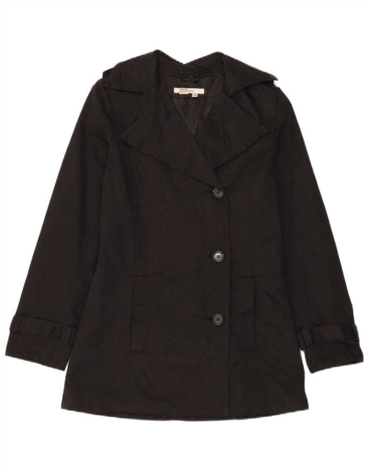 Zara Womens Trench Coat UK 12 Médio Algodão Preto