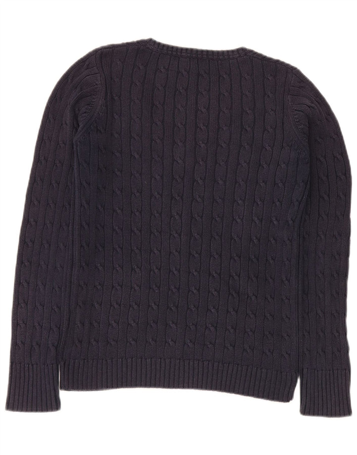 Suéter feminino Crew Clothing com decote em V Reino Unido 12 algodão azul marinho médio