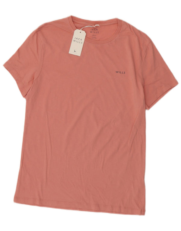 Camiseta masculina Jack Wills top pequeno algodão rosa