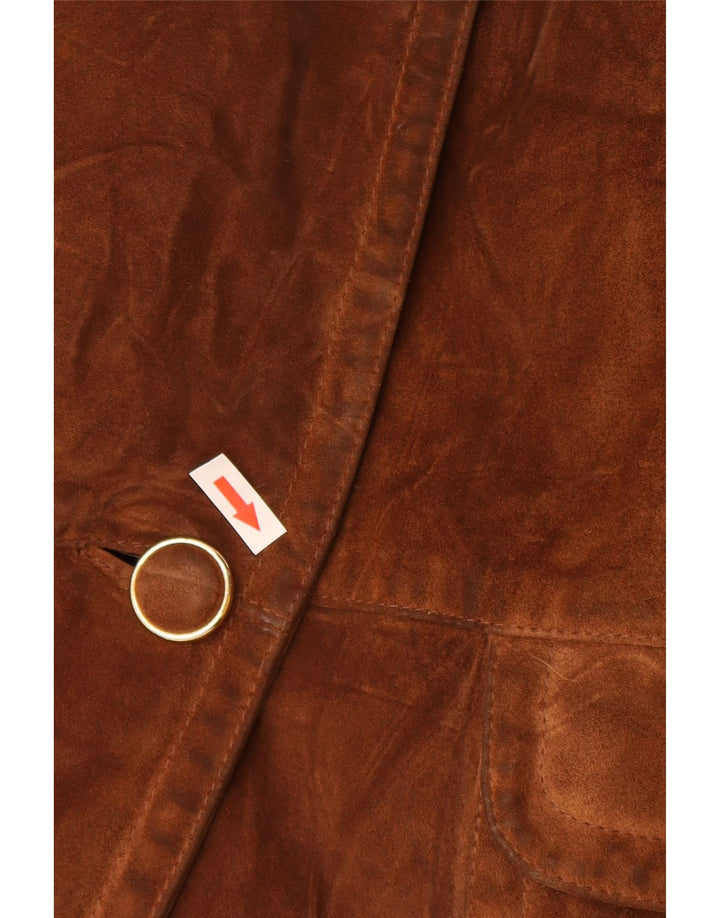 Casaco feminino vintage de camurça oversized com peito duplo IT 42 marrom médio