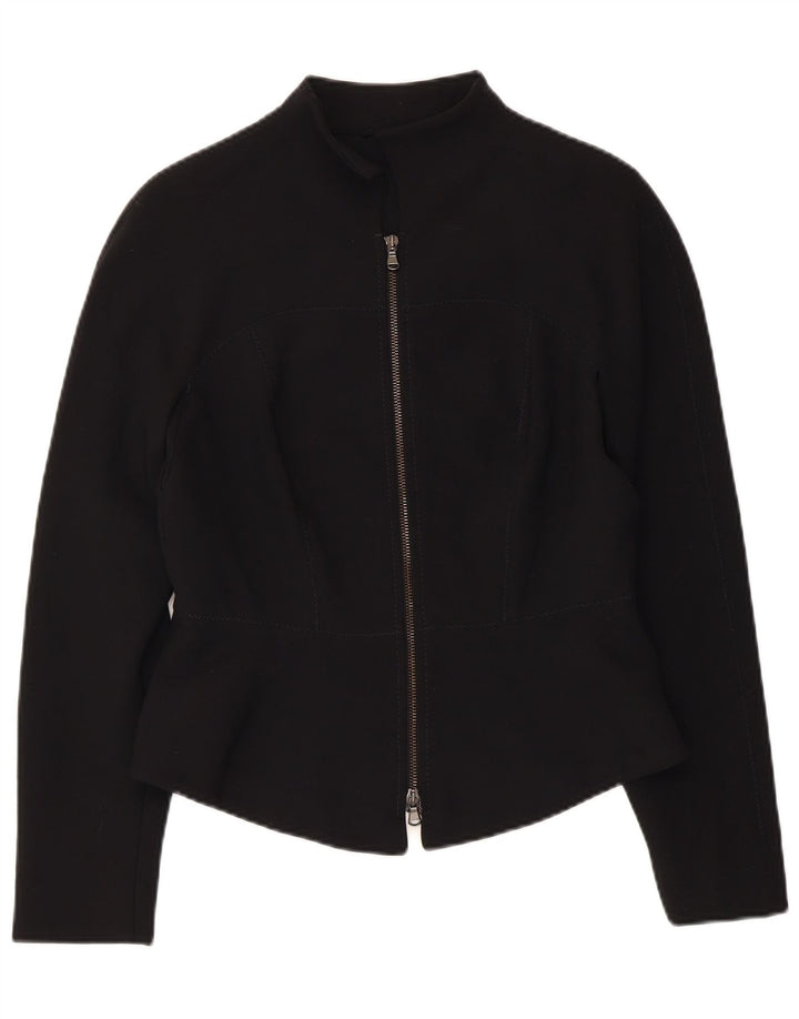 Jaqueta blazer feminina VINTAGE UK 10 poliéster preto pequeno