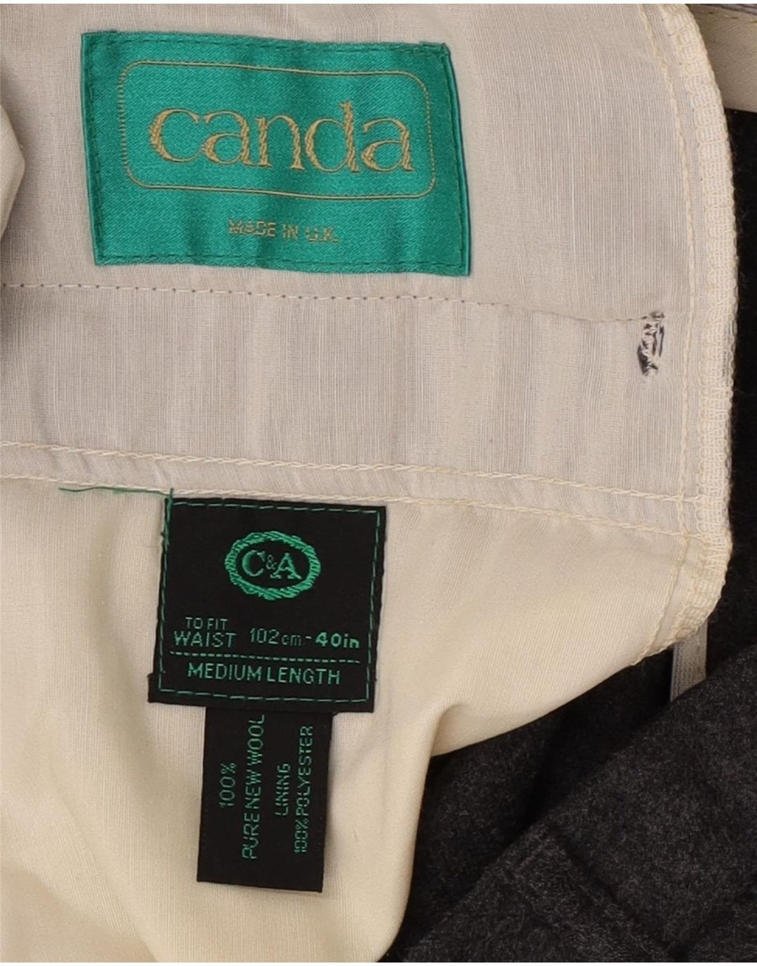 C&A Mens Canda Calça Casual Regular W40 L31 Cinza Nova Lã