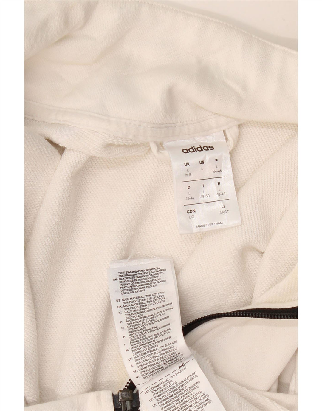 ADIDAS Womens Tracksuit Top Jacket UK 16/18 Grande Algodão Branco