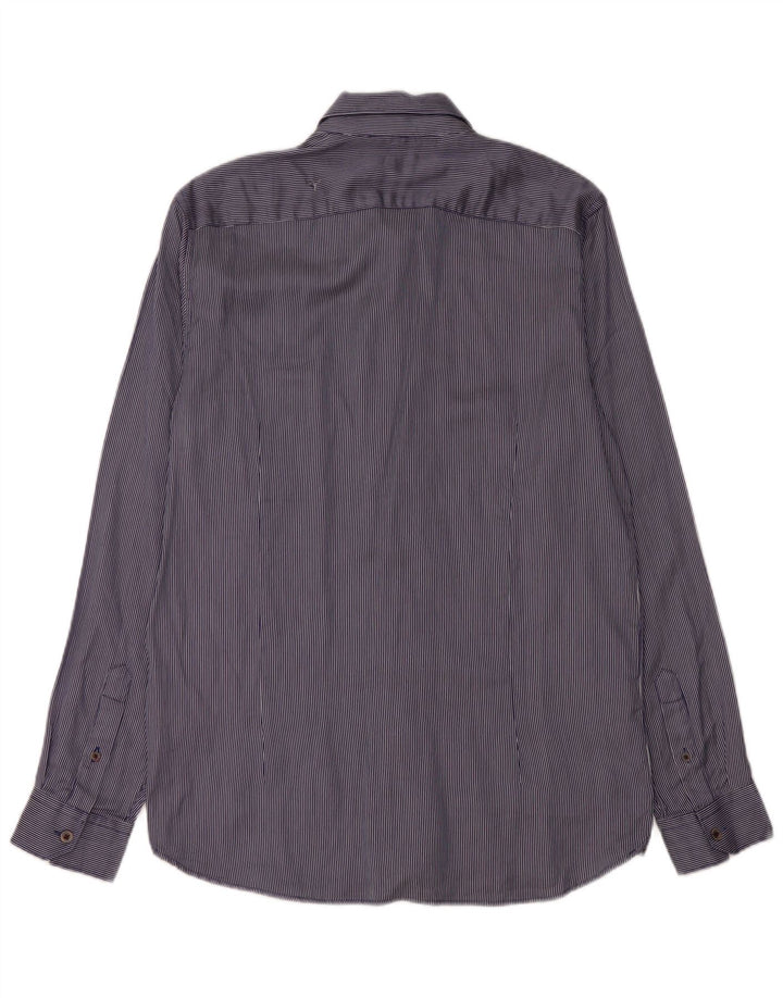 Camisa masculina Ted Baker tamanho 4 grande algodão listrado azul