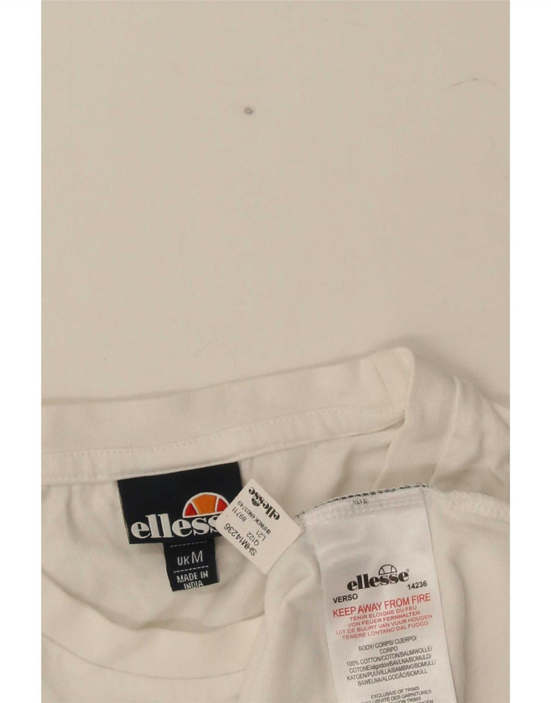 Ellesse Camiseta masculina gráfica Top médio algodão branco