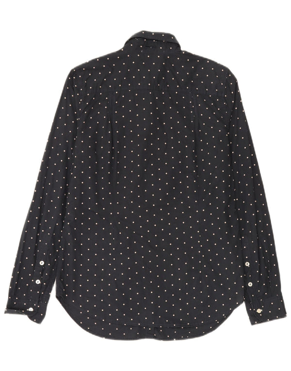 Camisa feminina Gas UK 12 algodão manchado azul marinho médio