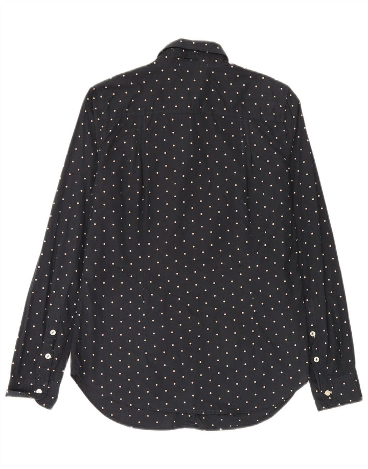 Camisa feminina Gas UK 12 algodão manchado azul marinho médio