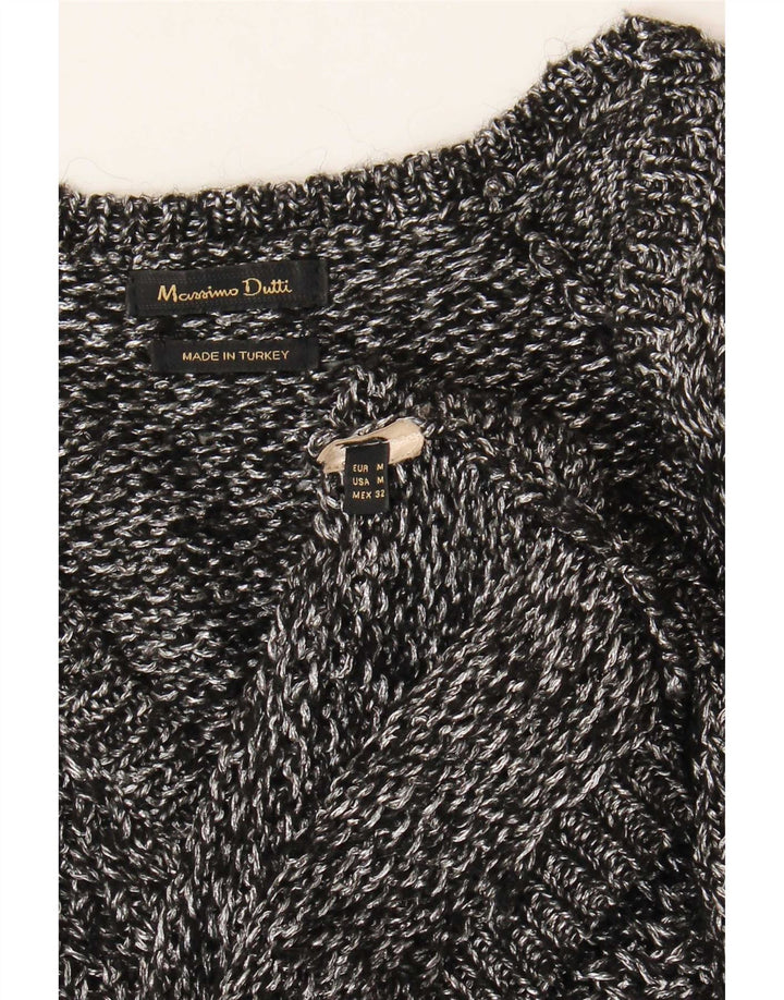 Suéter feminino Massimo Dutti com decote em V Reino Unido 14 cinza médio manchado