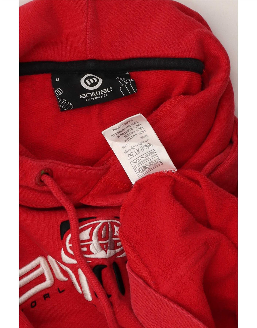 Animal masculino gráfico moletom com capuz médio algodão vermelho