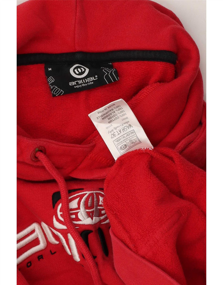 Animal masculino gráfico moletom com capuz médio algodão vermelho
