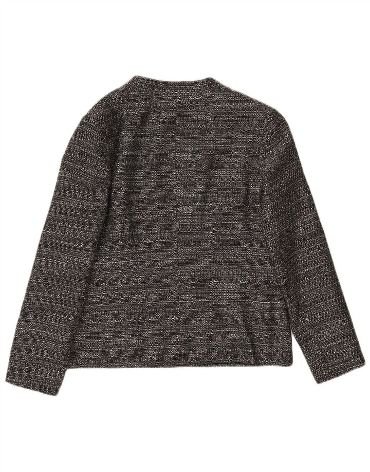 Jaqueta blazer feminina Eastex com 1 botão Reino Unido 12 poliéster manchado cinza médio