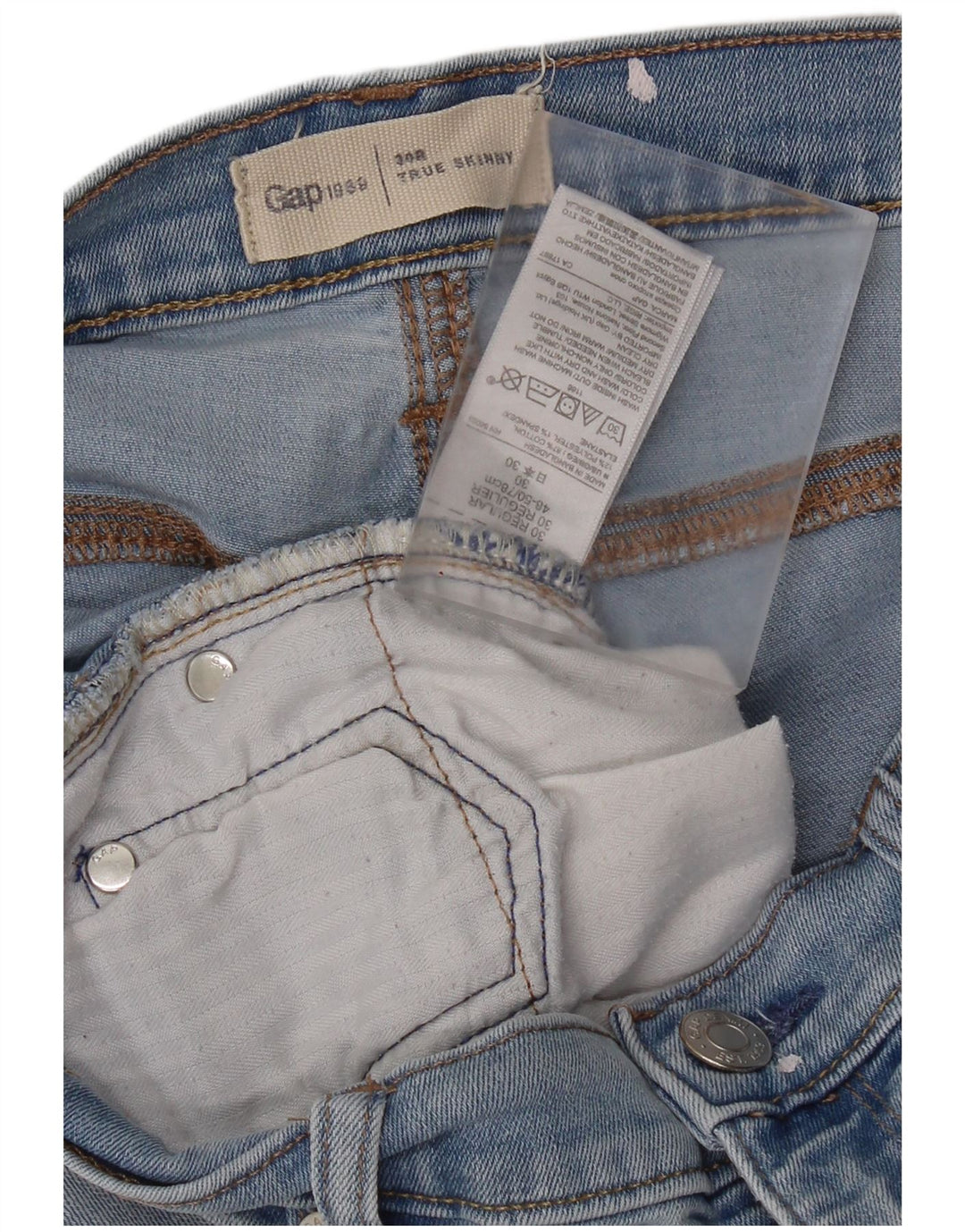 Jeans skinny feminino Gap W30 L27 algodão manchado azul