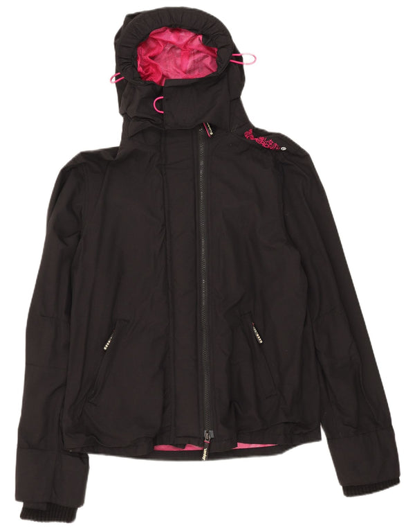 Jaqueta de chuva com capuz Superdry Womens Windcheater Reino Unido 18 XL Preto Nylon