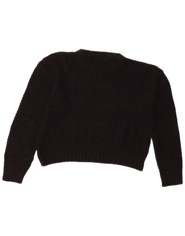 Suéter feminino Zara com gola redonda e gola redonda Reino Unido 14 médio preto