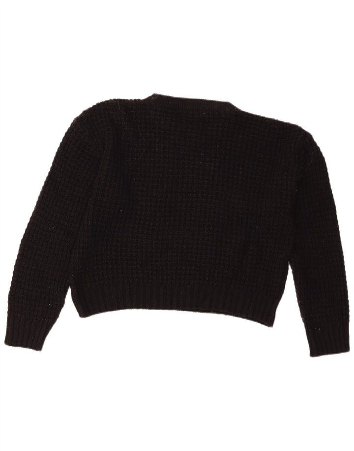 Suéter feminino Zara com gola redonda e gola redonda Reino Unido 14 médio preto