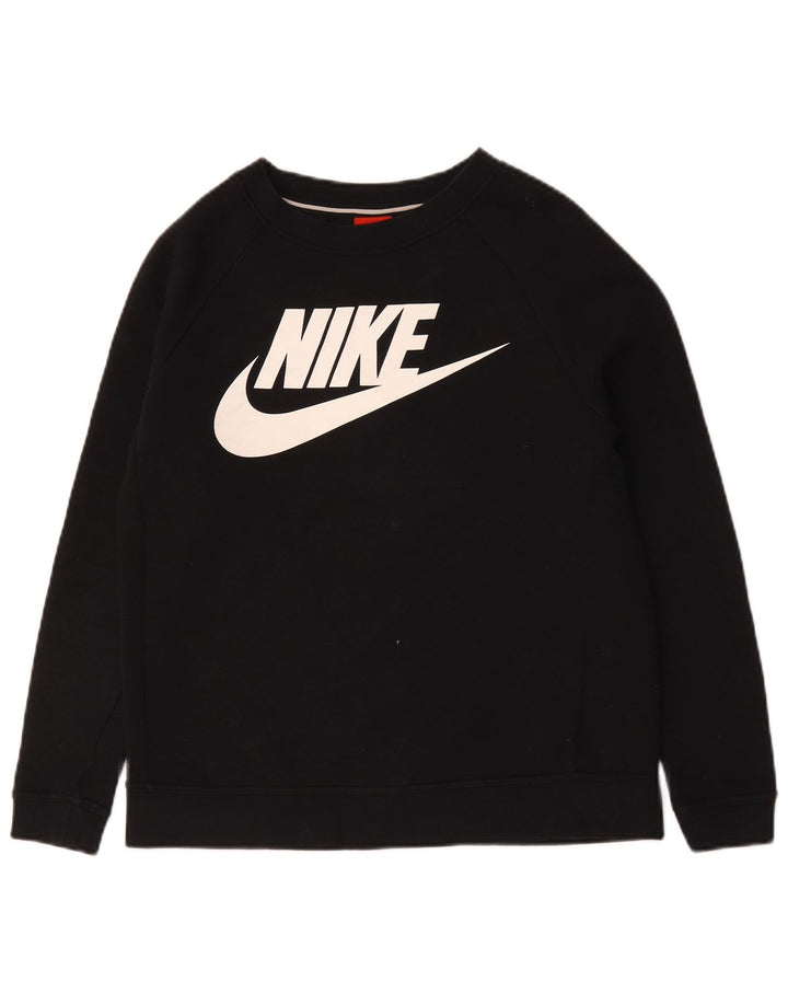 Nike feminino gráfico oversized moletom jumper reino unido 10 pequeno algodão preto