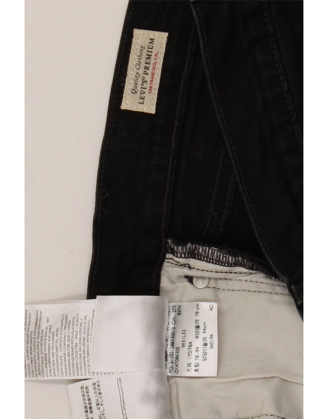 Levi's Mens Jeans Slim W31 L32 Algodão Preto