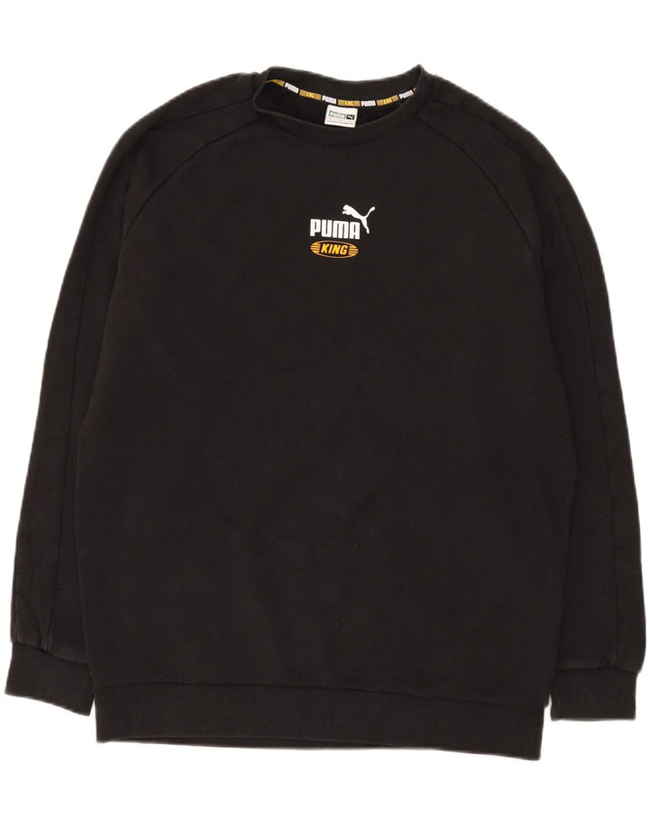 Puma Mens Graphic Moletom Jumper Grande Algodão Preto