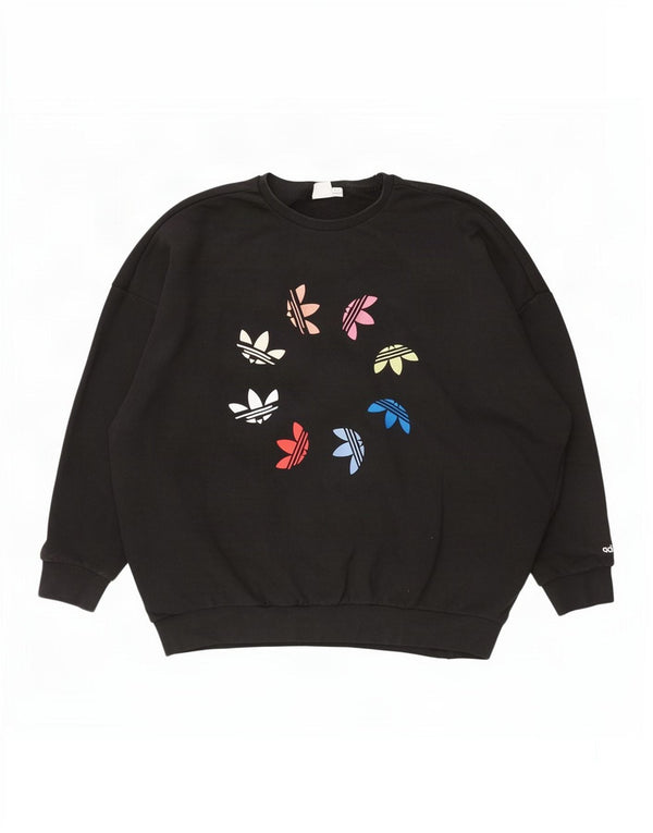 Adidas feminino gráfico oversized moletom jumper reino unido 16 grande algodão preto