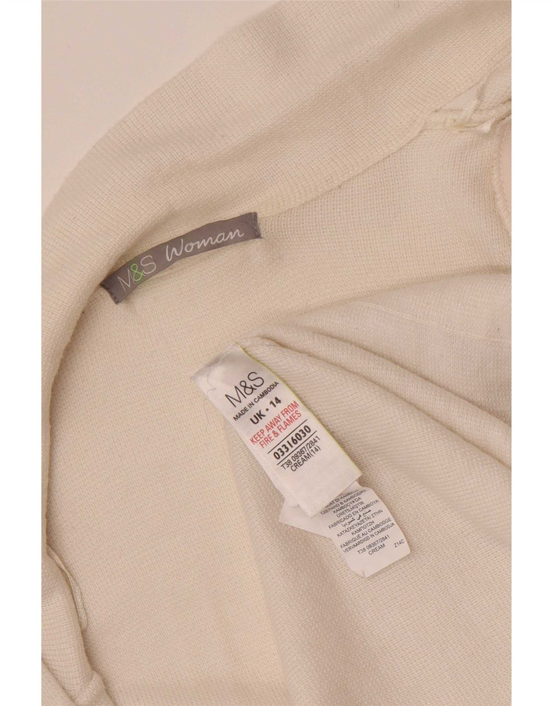 Suéter cardigã aberto feminino Marks & Spencer Reino Unido 14 poliamida bege médio