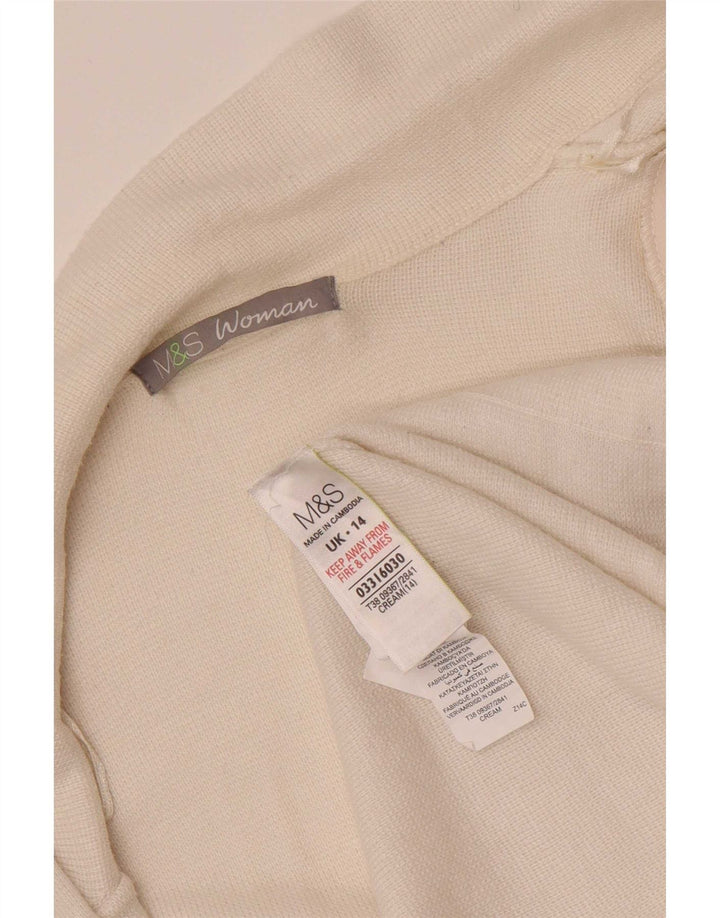 Suéter cardigã aberto feminino Marks & Spencer Reino Unido 14 poliamida bege médio