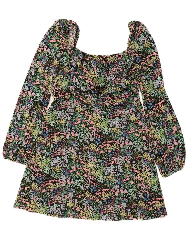 Vestido feminino Topshop ombro de fora UK 14 grande floral multicolorido