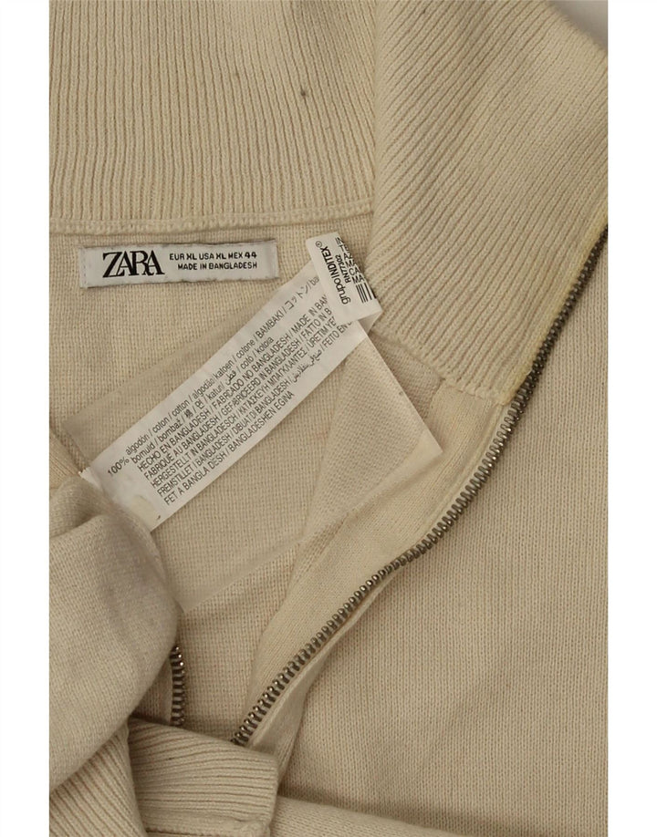 Suéter masculino Zara com zíper e gola XL algodão bege