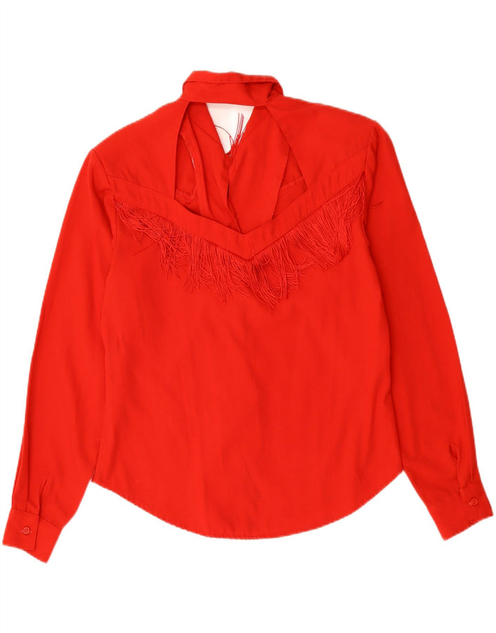 Blusa feminina vintage UK 14 algodão vermelho médio
