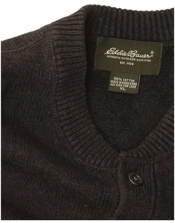 EDDIE BAUER Suéter masculino com gola redonda XL algodão cinza