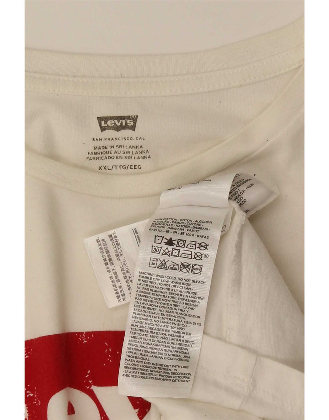 Levi's Mens Graphic T-Shirt Top 2XL White Cotton