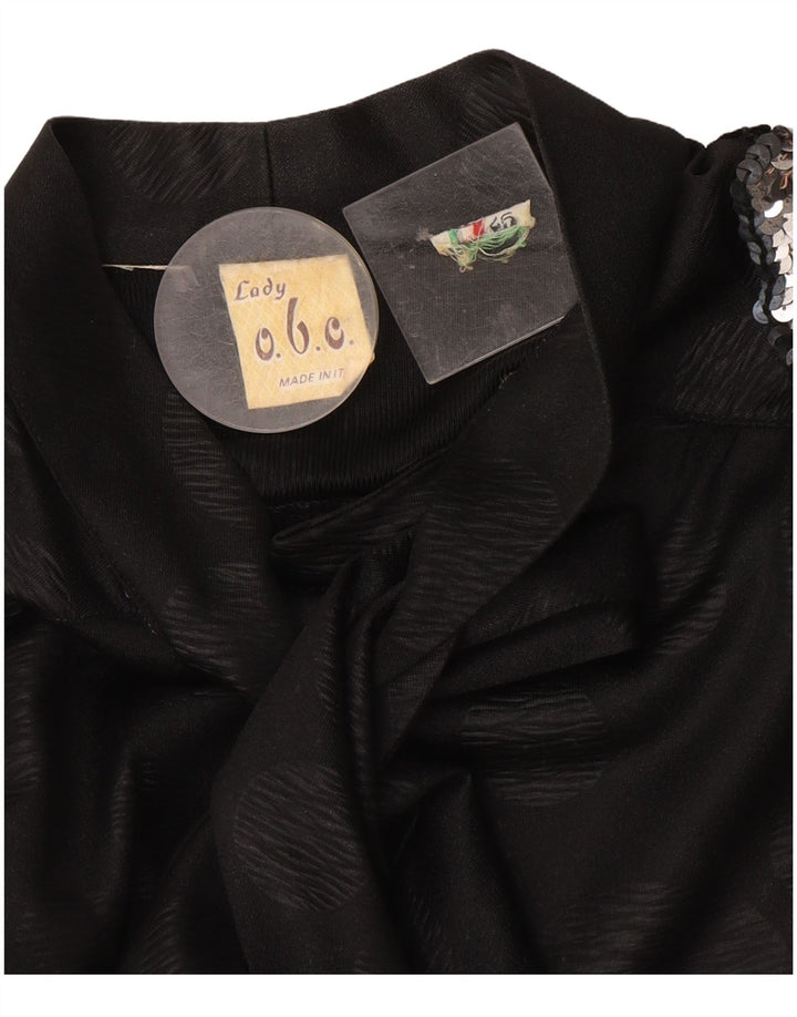 Blusa feminina vintage com gravata frontal IT 46 bolinhas pretas grandes