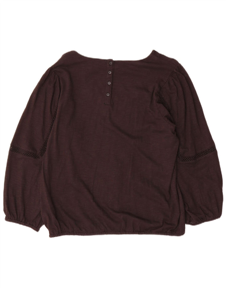 Blusa feminina de manga comprida Fat Face Top Reino Unido 14 algodão marrom grande