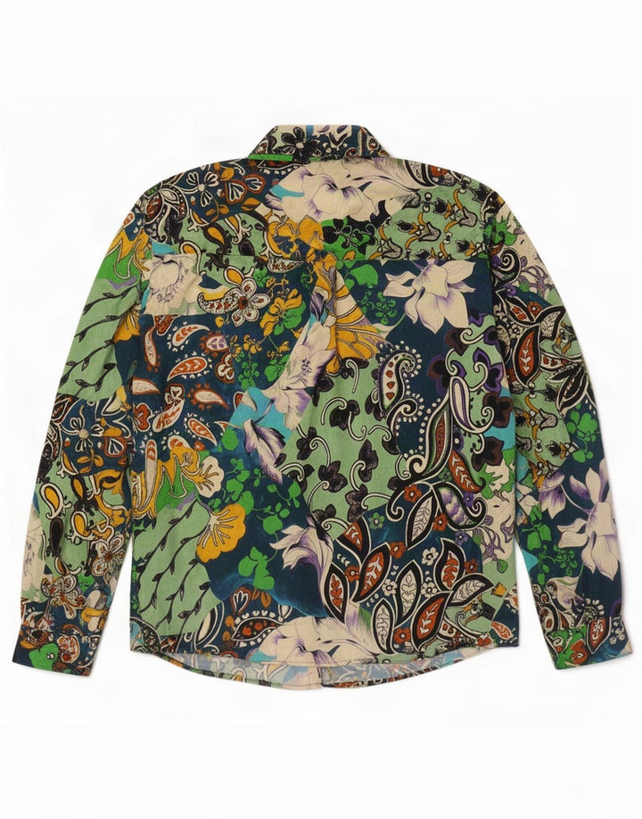 Camisa oversized feminina Zara Reino Unido 16 grande poliéster paisley multicolorido