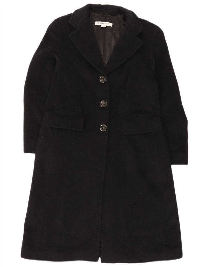 Sobretudo feminino Marella UK 14 grande lã virgem preta